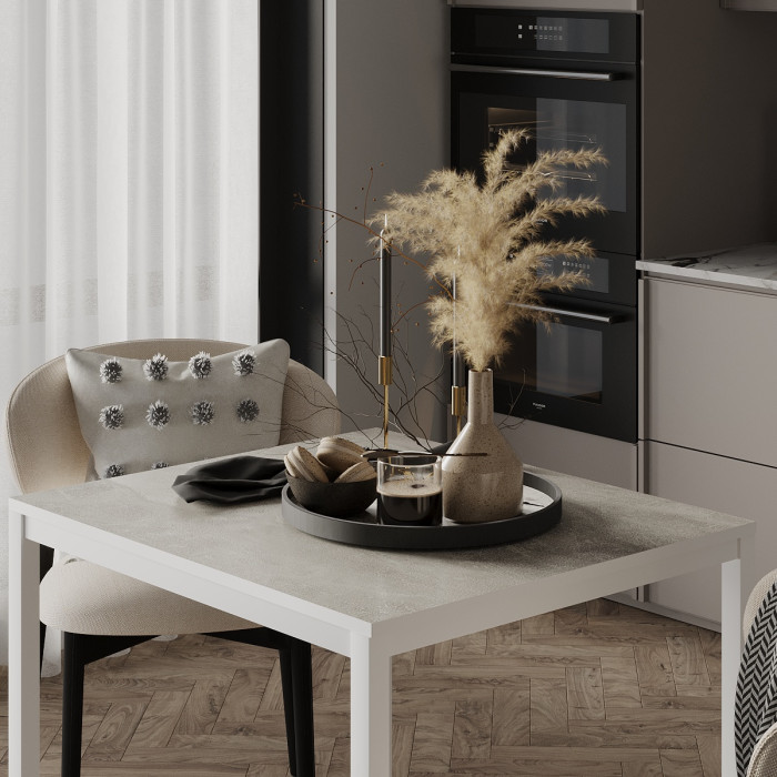 Обідній стіл Art in Head Brevity Loft mini 670х750х670 Ательє світлий/Білий метал (TB03040000010)