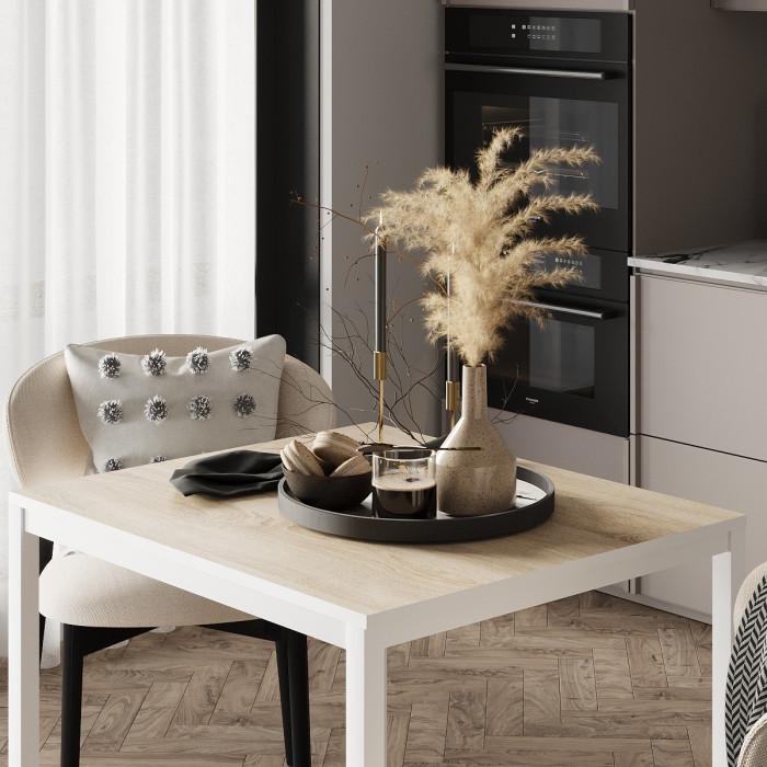 Обідній стіл Art in Head Brevity Loft mini 670х750х670 Дуб сонома/Білий метал (TB03130000010)